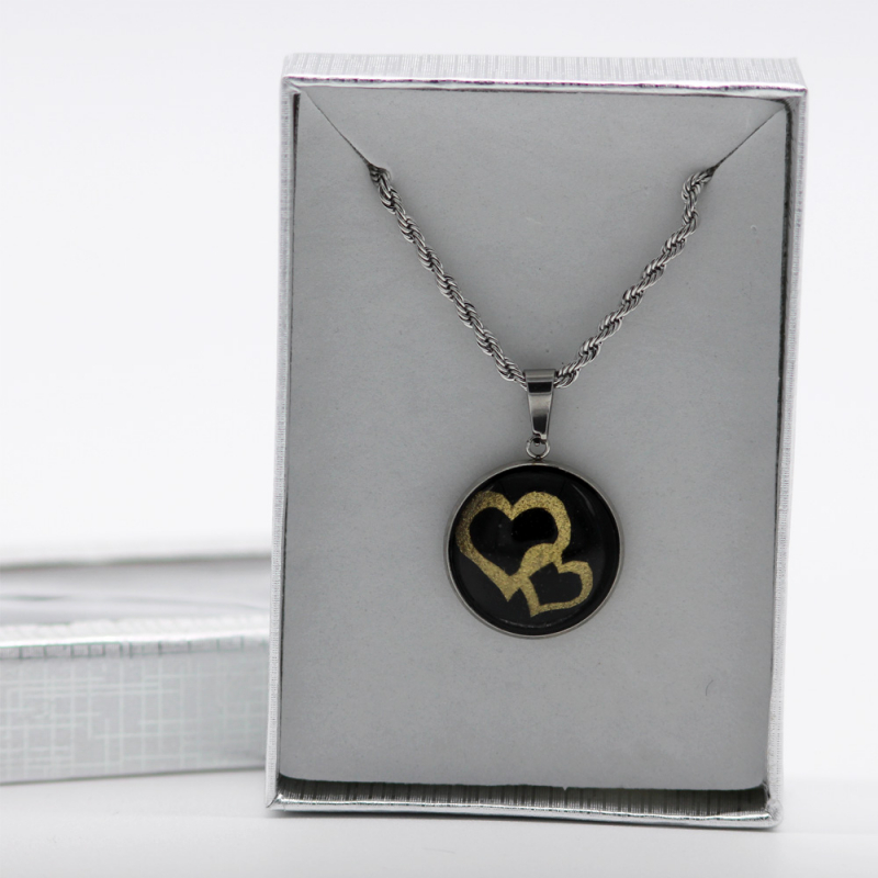 Collier double coeur or